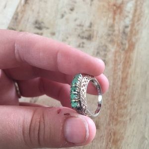 Sterling and emerald ring. Vintage, sz 5
